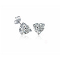 Clear Zircon Love Heart Silver Earring